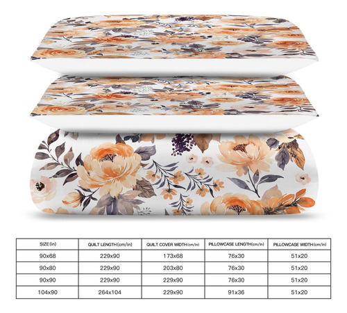 Conjunto De Edredón De Flores Tamaño Gemelo, Regalos De Port
