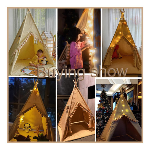 Tienda De Tipias Para Niños Rongfa Con Luces Y Pompones Y De