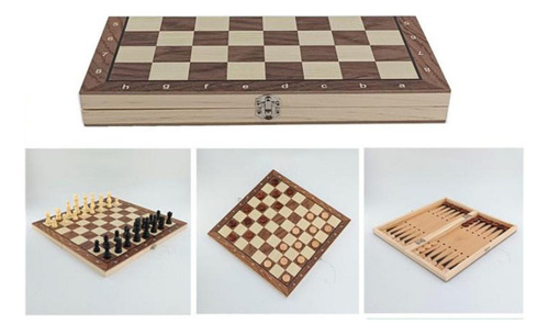 Ch Juego De Ajedrez Backgammon Portátil De Madera