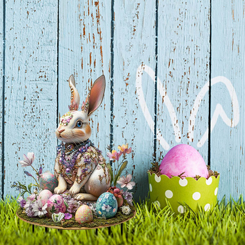 Huevos Y Conejos De Colores De Pascua En V Insertados En El