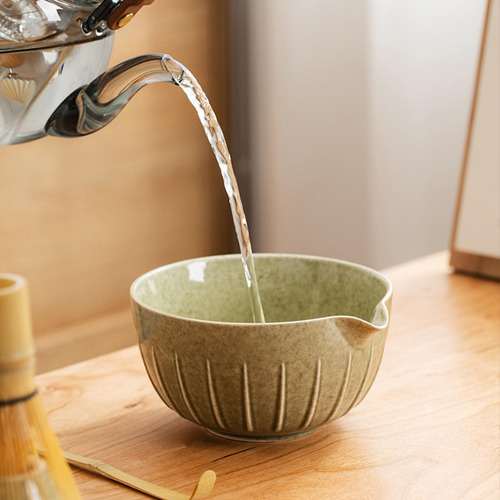 Juego De 4 Cuencos Para Matcha Con , Verde Oscuro