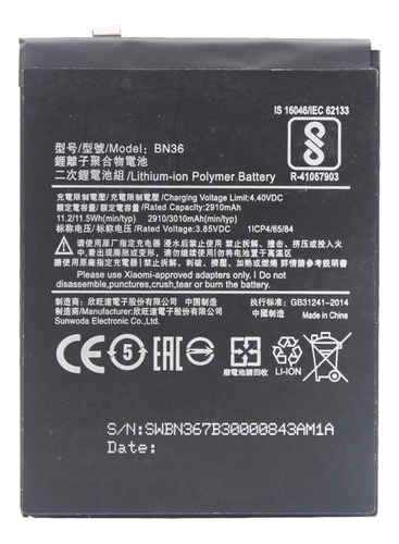 Bateria Para Xiaomi Mi A2 Mi 6x M1804d2sg Bn36 3000 Mah