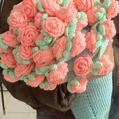 Manta De Flores De Ganchillo Hecha A Mano Con Rosas Pastel P