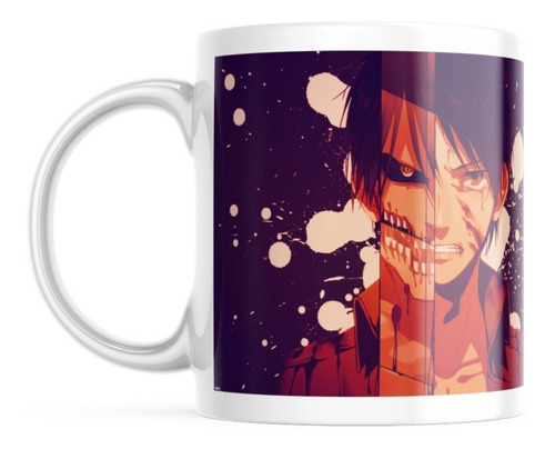 Taza Café Attack On Titan Eren Mitad Titan Batalla 11 Oz