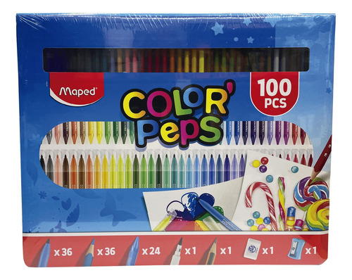 Set De 100 Piezas Colorpeps Maped Utiles Lapic Marcado Crayo