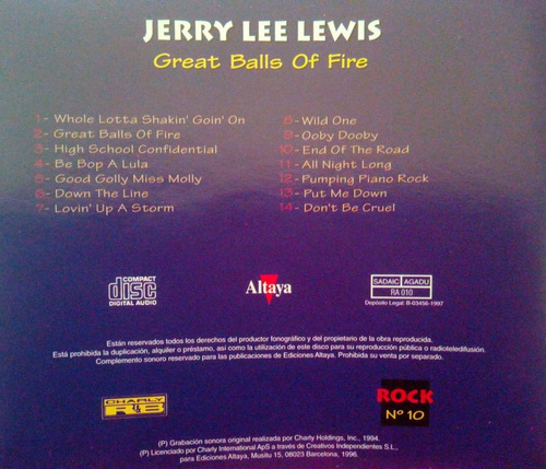 Cd Jerry Lee Lewis Great Balls Of Fire
