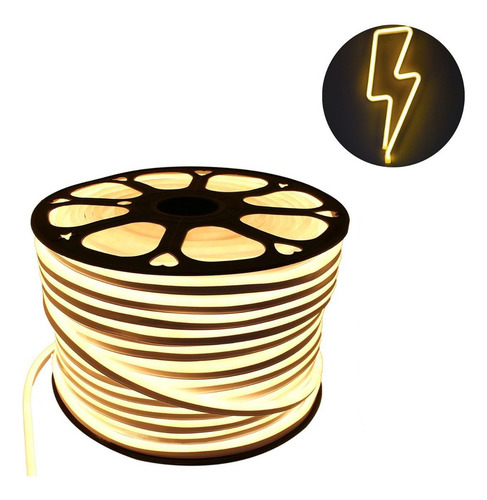 Fita Mangueira Led 40m Flexível Neon Branco Quente +conector