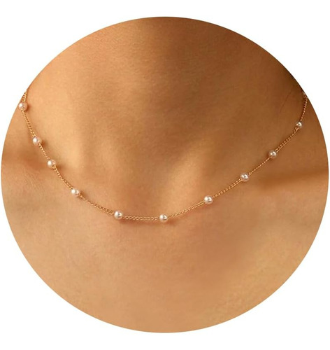 Dibola Collares De Perlas Para Mujer Chapado En Oro De 14 Qu