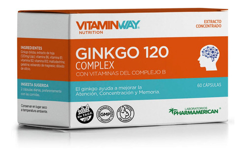 Ginkgo Biloba + Vitaminas Complejo B (vitamina B12). 