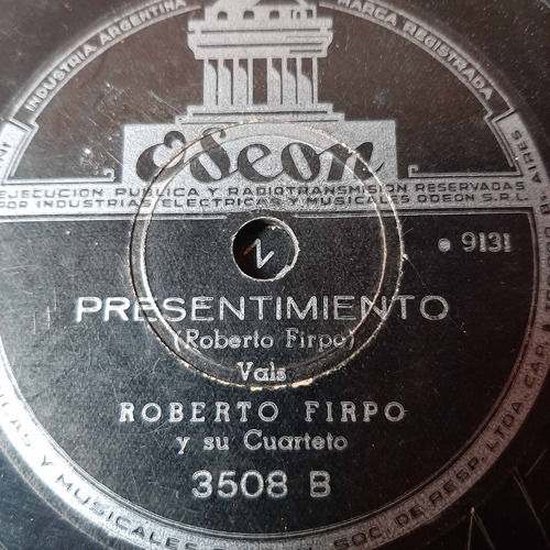 Pasta Roberto Firpo Y Su Cuarteto Odeon C190