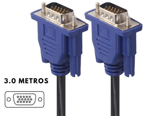 Cable Vga Vga 15 Pines Monitor Proyector Pc. M-m 3 Metros 