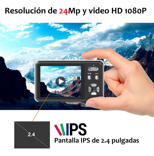 Camara Digital Vak Af 24mp Video 1080p Pantalla Ips 32gb