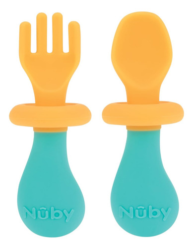 Nuby First Juego De Tenedor Y Cuchara - Utensilios Con Prote