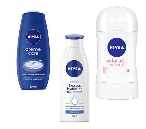 Imagen 1 de 2 de Combo Gel De Ducha + Crema Corporal + Desodorante Nivea