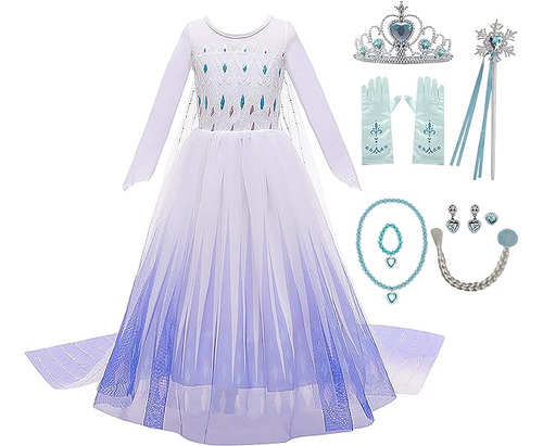 Vestido Nieve Princesa Para Niña Disfraz Queen Con Accesorio