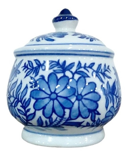 Mini Pote Decorativo Porcelana Clássica Azul E Branca 12 X 9