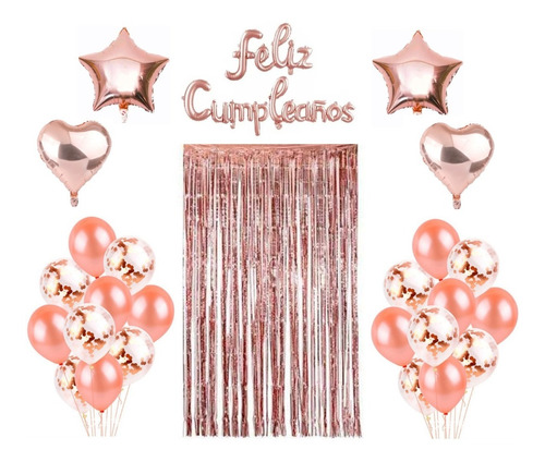 Kit Globos Decoración Cumpleaños Rose Gold