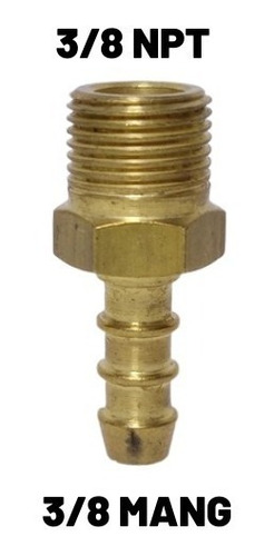 Conector Conexión Bronce 3/8 Npt  X 3/8 Espiga P/manguera  