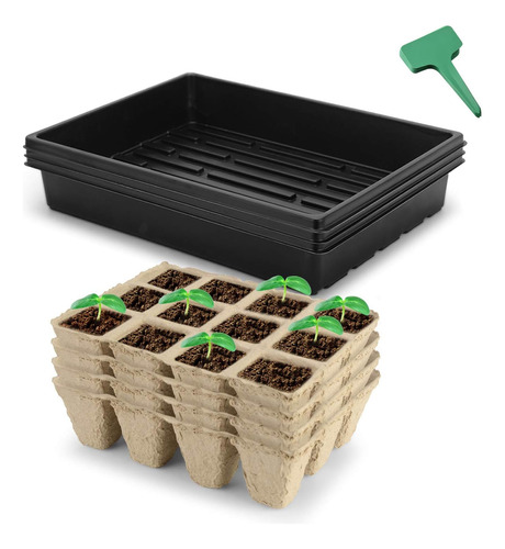 Ceed4u Seed Starter Kit, 96 Cells Peat Pot Trays, 15x11 I...