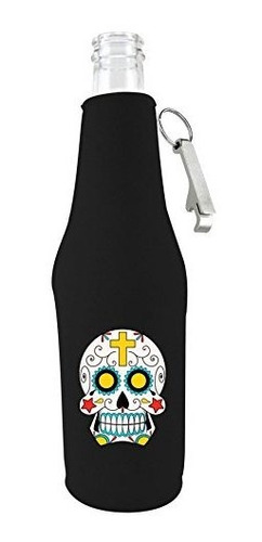 Coolie Junction Sugar Skull Beer Bottle Coolie Black W/opene