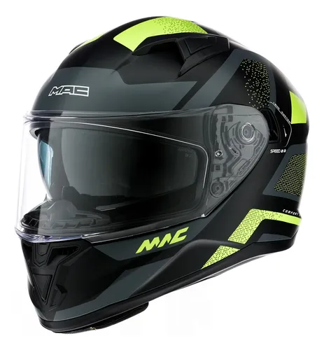 Casco Moto Integral Mac Speed Dash Gloss White Black Dafy