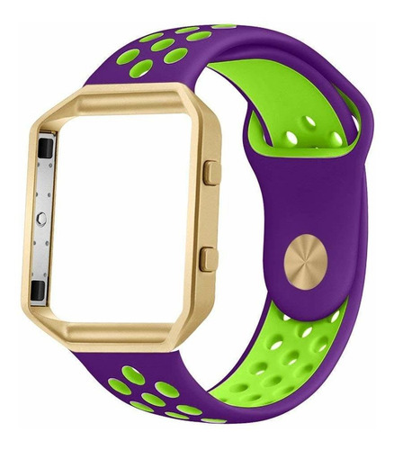 Pulseira Silicone N1k Sport Para Fitbit Blaze Cor Roxo / Verde