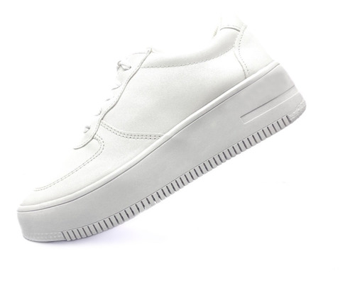 Imagen 1 de 4 de Zapato Tenis Moda Casual Blanco Con Plataforma Alta Calidad