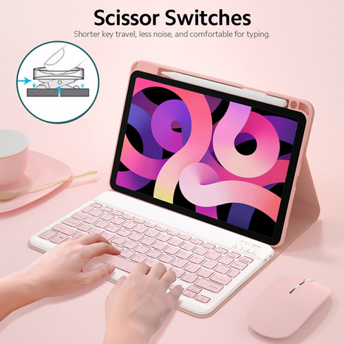 Funda De Teclado Bt Retroiluminada Desmontable Y Ratón Para