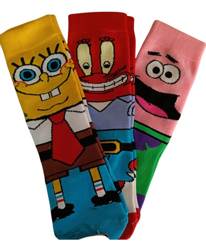 Calcetas Bob Esponja Para Niños 3/4 Unitalla Unisex Amarillo Bob Esponja Unitalla