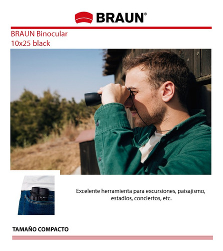 Imagen 7 de 7 de Braun Germany Binocular 10x25 - Gtía. 1año - Rep. Oficial