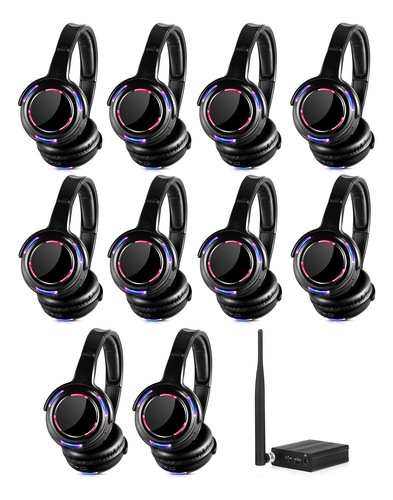Auriculares Inalámbricos Silent Disco Led Con Luz Intermiten