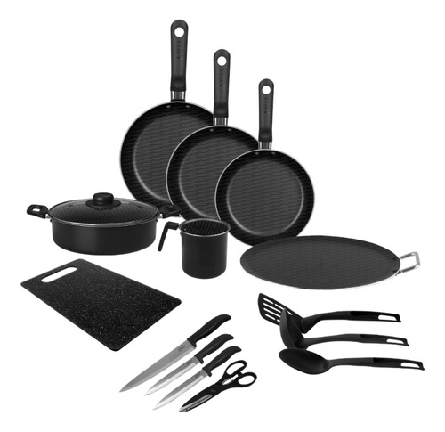Batería De Cocina Ekco Basics 15 Pzs C/antiadherente Negro