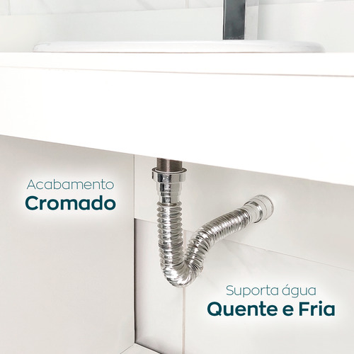 Sifao Flexível Cromado E Valvula Abs 7/8 Ralo Pia Banheiro