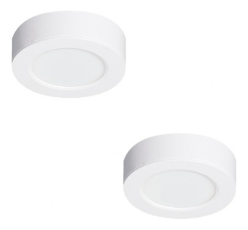 Panel Plafon Led De Sobreponer 5w Luz Calida Redondo Pack X2