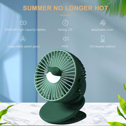 Mini Ventilador Con Clip De Escritorio Usb Con Luz