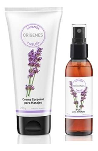 Set Lavanda Melisa: Bruma Para Almohada Y Crema Para Masajes