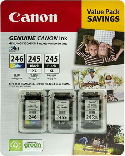 Canon Pg-245xl/cl-246 Cartucho De Tinta, Negro/tricolor (3 .