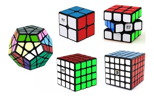 Cubos Mágicos Pack Set De 5 Puzzles Fondo Negro Velocidad