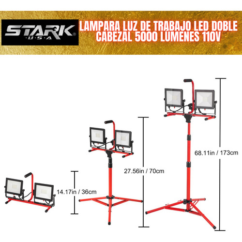 Lampara Luz De Trabajo Led Doble Cabezal 5000 Lúmenes 110v