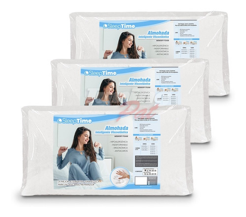 Combo X3 Almohadas Inteligentes Sleeptime 70x40 Con Funda