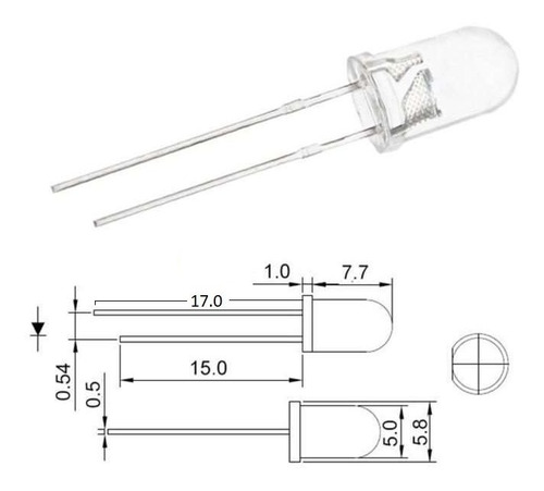 Imagen 2 de 6 de Pack 1000 Led 5mm Alta Luminosidad Color Blanco Alto Brillo