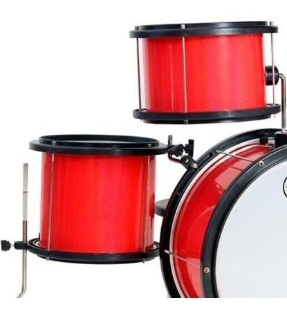 Bateria Infantil Luen Pop Vermelho Com Banco + Baquetas