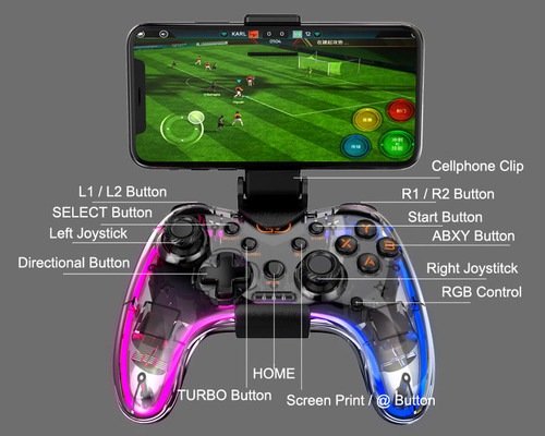 Gamepad Inalámbrico Bluetooth Multiplataformas Deluxe Rgb