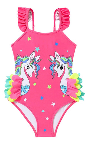 Traje De Baño Niña, Estampado Unicornio, Bañador, Bebe