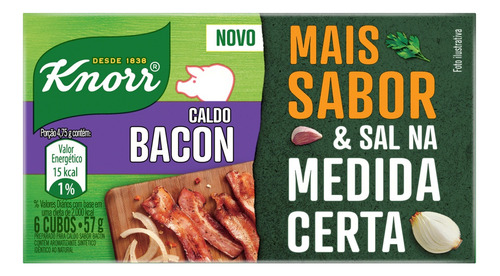Caldo em Tablete Bacon Knorr Mais Sabor Caixa 57g 6 Unidades