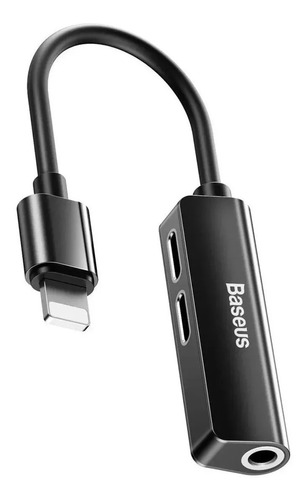 Adaptador Baseus Top para iPhone con dos salidas Lightning y una P2