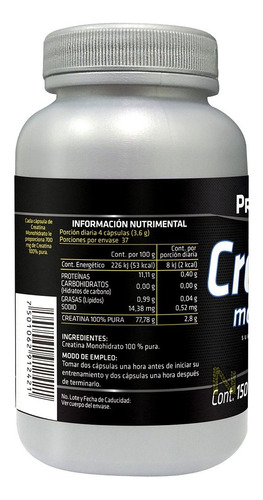 Imagen 3 de 8 de Creatina Monohidrato (150 Caps) Prowinner