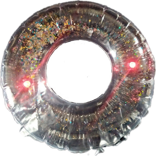 Flotador Dona Inflable Luz Brillos Glitter #80 Transparente