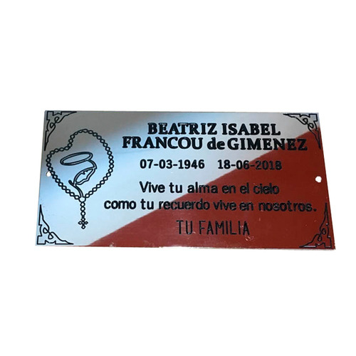 Placa Cromada Funeraria, Cementerio, Nicho, Lapida, 20x10cm