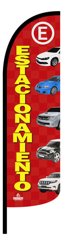 Bandera Publicitaria Estacionamiento(4x1) Completa Estacionamiento Roja